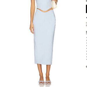 Camila Coelho Lotta Midi Skirt in Barely Blue